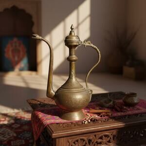 Antique Style Copper Brass Snake Spout Ewer-Engraved-Middle Eastern-Serpent